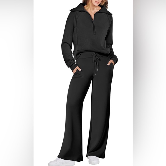 anrabess Other - Anrabess Women's 2 piece Black Wide-Leg Outfit Leisure, size Medium